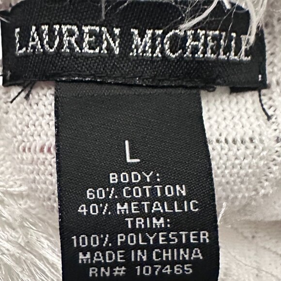 Lauren Michelle Ivory White Faux Fur Open Front Cardigan Size L Long Sleeve - Picture 8 of 11